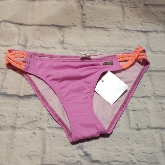 Lascana Pink Bikini Bottom with Orange Braided Sides - Picture 1 of 3